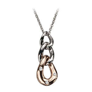 Rose Goldplated Steel Twist Pendant with Chain